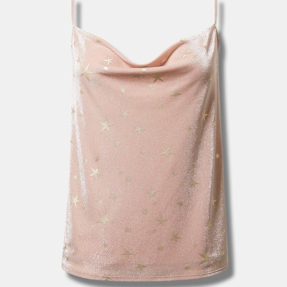 Torrid NOVELTY STAR COWL CAMI PINK STAR size 3 NWT - Picture 2 of 7